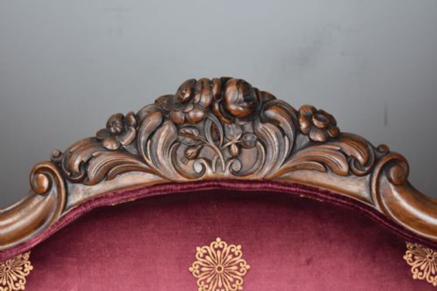 Antique 19th Century Victorian Walnut Framed Settee