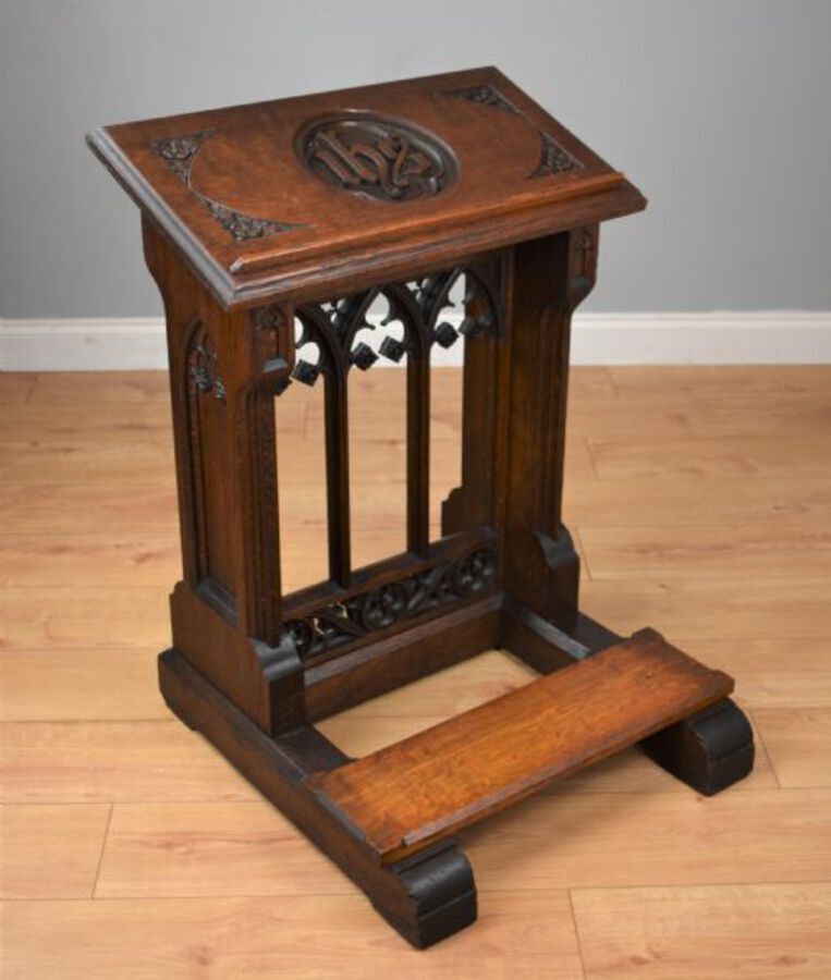 Antique 19th Century Oak Church Lectern praying-kneeling stand