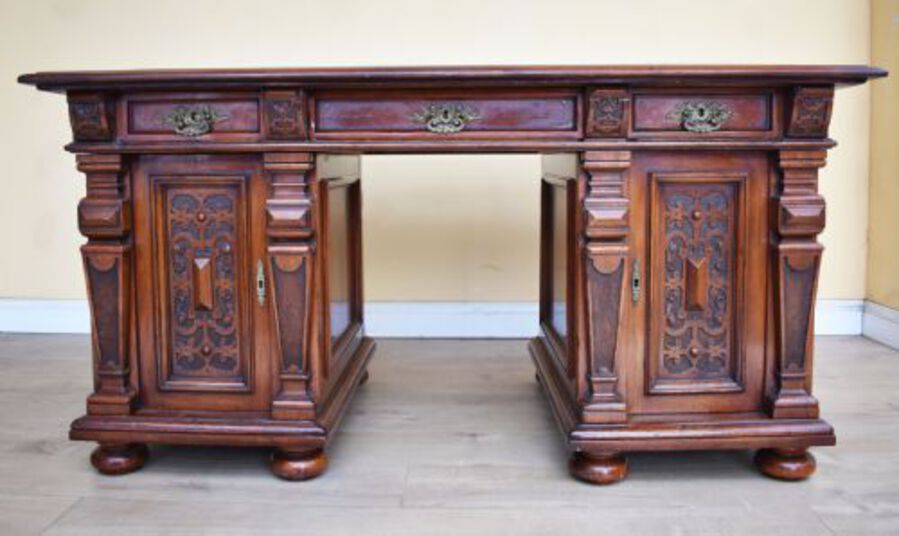 19th Century Carved Walnut Desk 