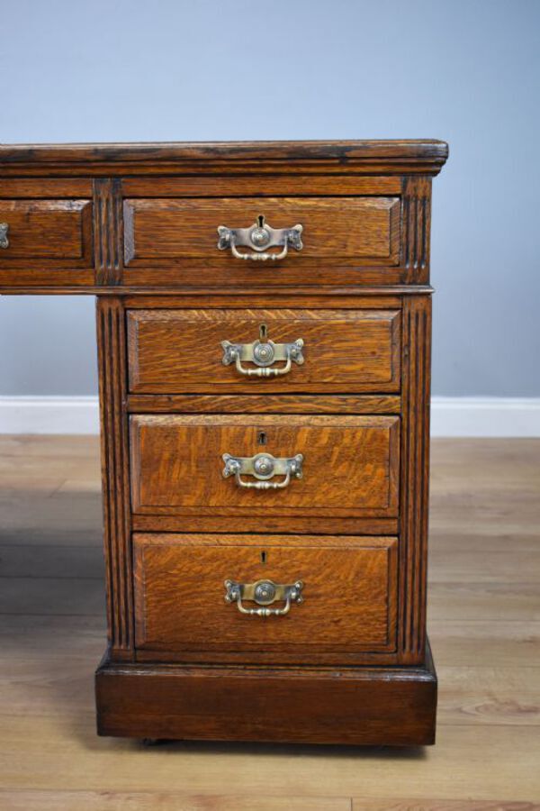 Antique Victorian Oak Partners Desk