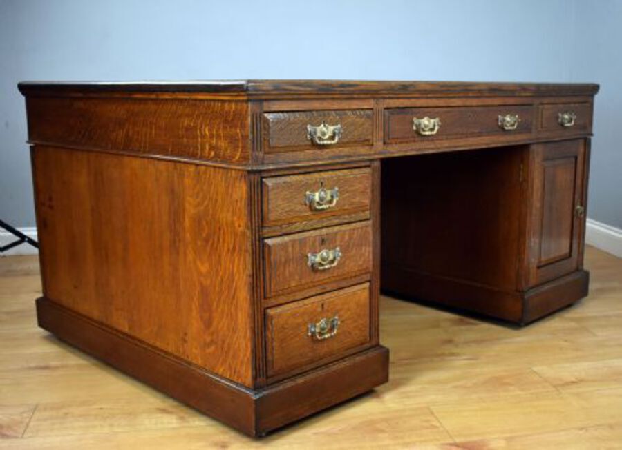 Antique Victorian Oak Partners Desk