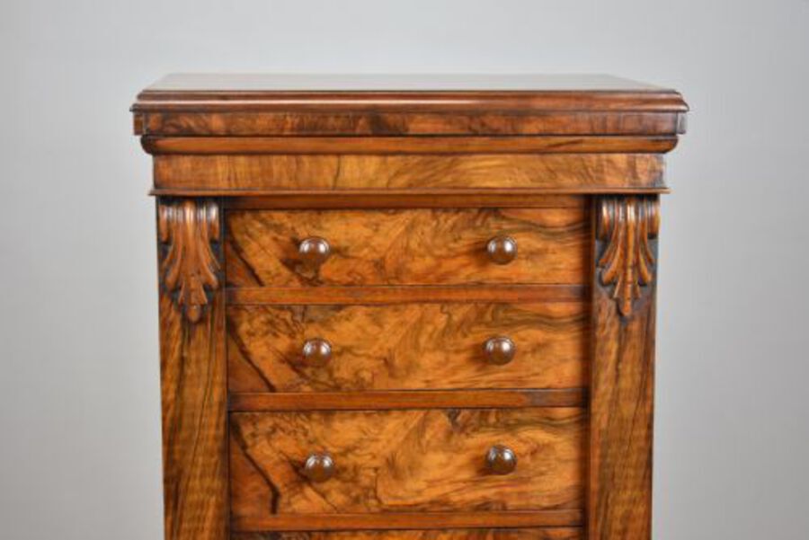 Antique Victorian Walnut Wellington Chest