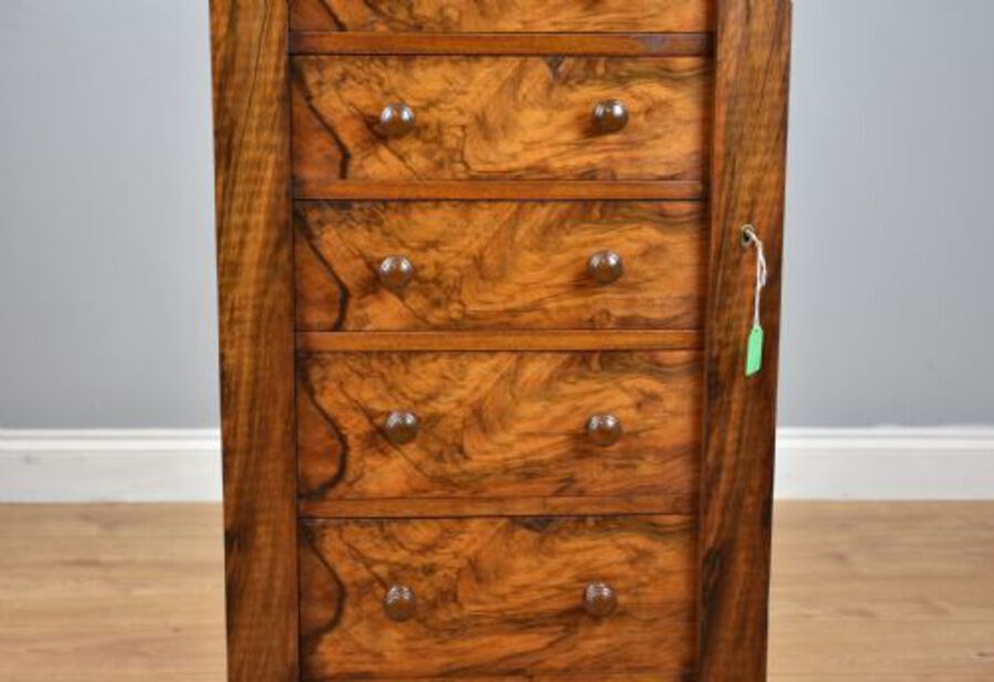 Antique Victorian Walnut Wellington Chest