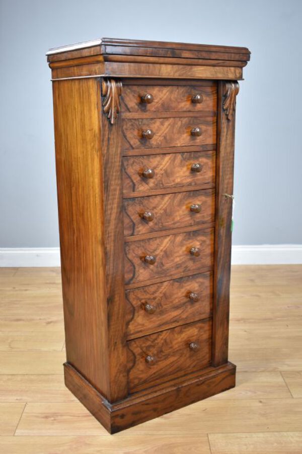Antique Victorian Walnut Wellington Chest