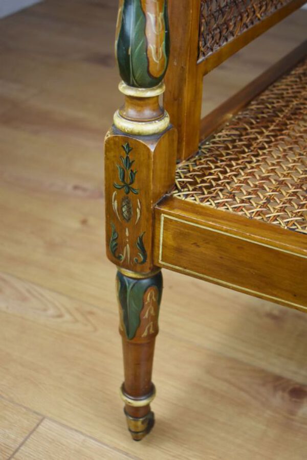 Antique 19th Century Victorian Satin Birch Cane Armchair by Howard & Sons 