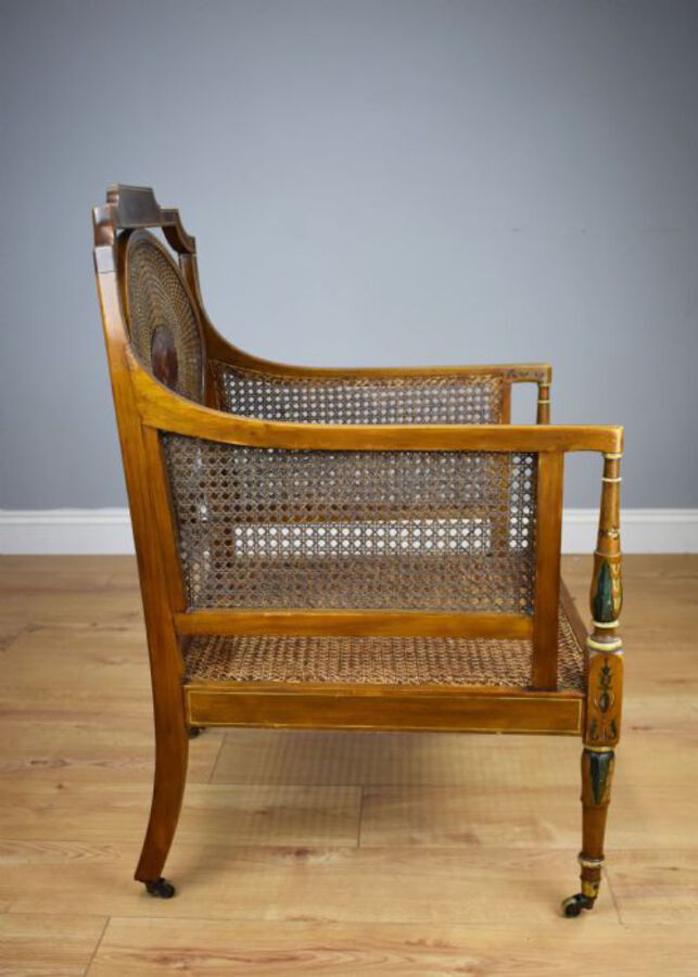 Antique 19th Century Victorian Satin Birch Cane Armchair by Howard & Sons 