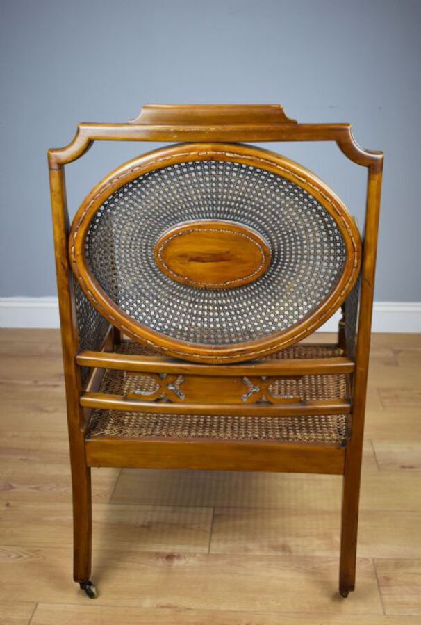Antique 19th Century Victorian Satin Birch Cane Armchair by Howard & Sons 