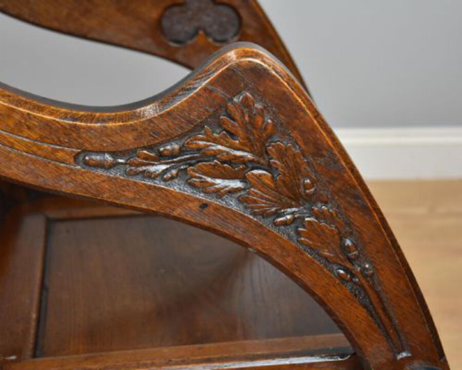 Antique Victorian Carved Oak Glastonbury Armchair