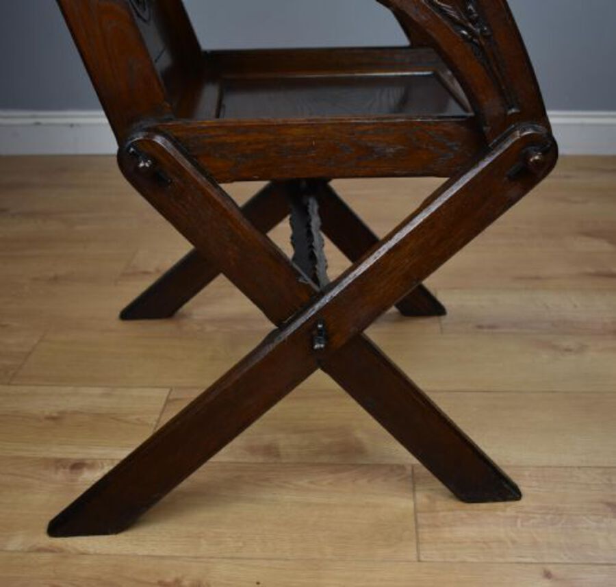 Antique Victorian Carved Oak Glastonbury Armchair