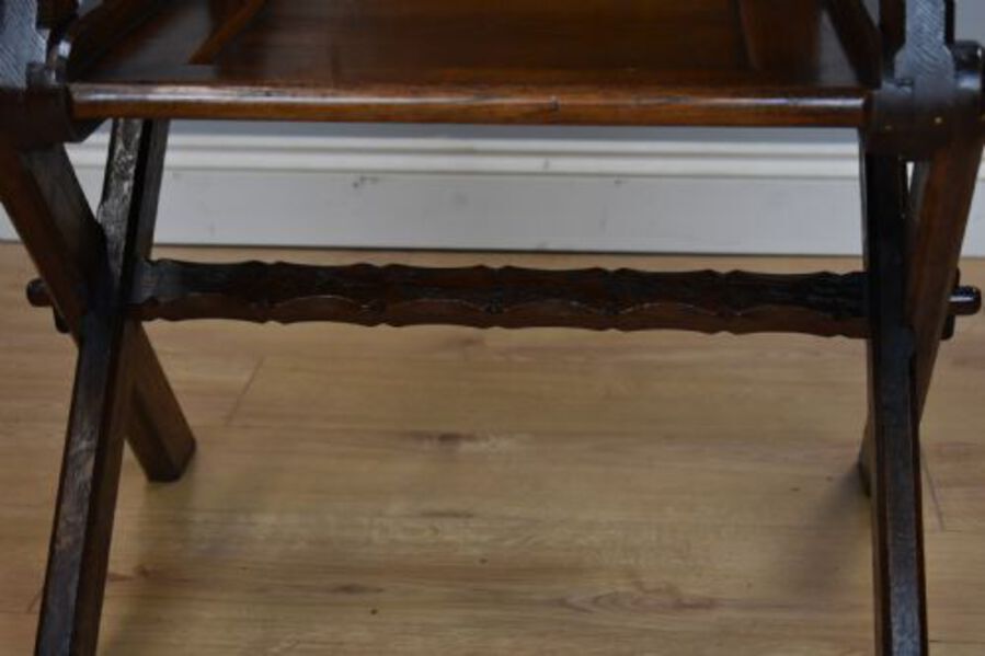 Antique Victorian Carved Oak Glastonbury Armchair