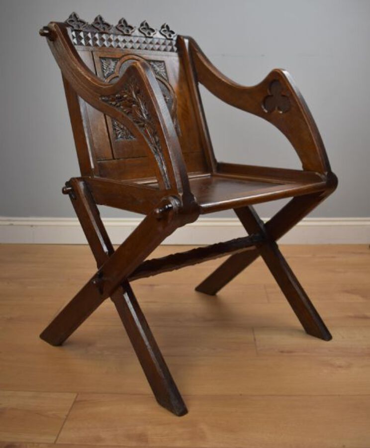 Antique Victorian Carved Oak Glastonbury Armchair