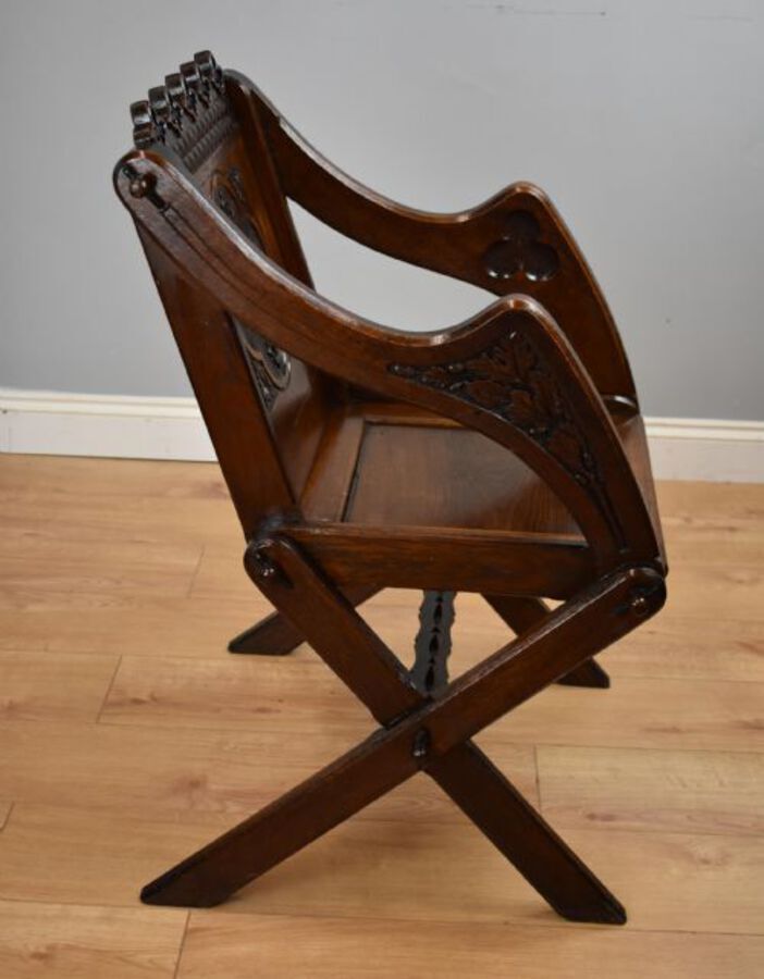 Antique Victorian Carved Oak Glastonbury Armchair