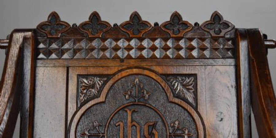 Antique Victorian Carved Oak Glastonbury Armchair