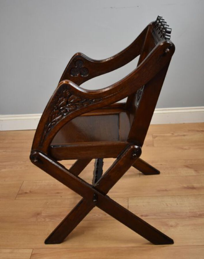 Antique Victorian Carved Oak Glastonbury Armchair
