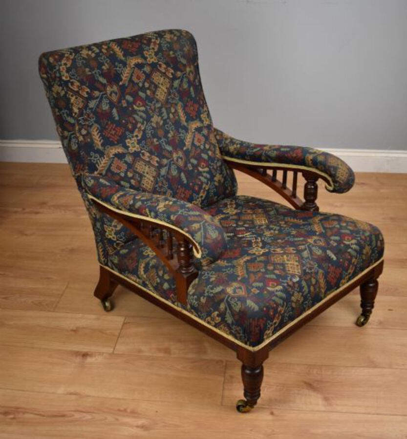 Antique Edwardian Mahogany Howard Style Armchair