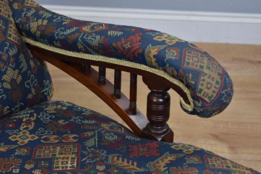 Antique Edwardian Mahogany Howard Style Armchair