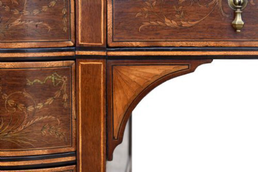 Antique 19th Century Victorian Mahogany and Marquetry Inlaid Desk by Edwards & Roberts