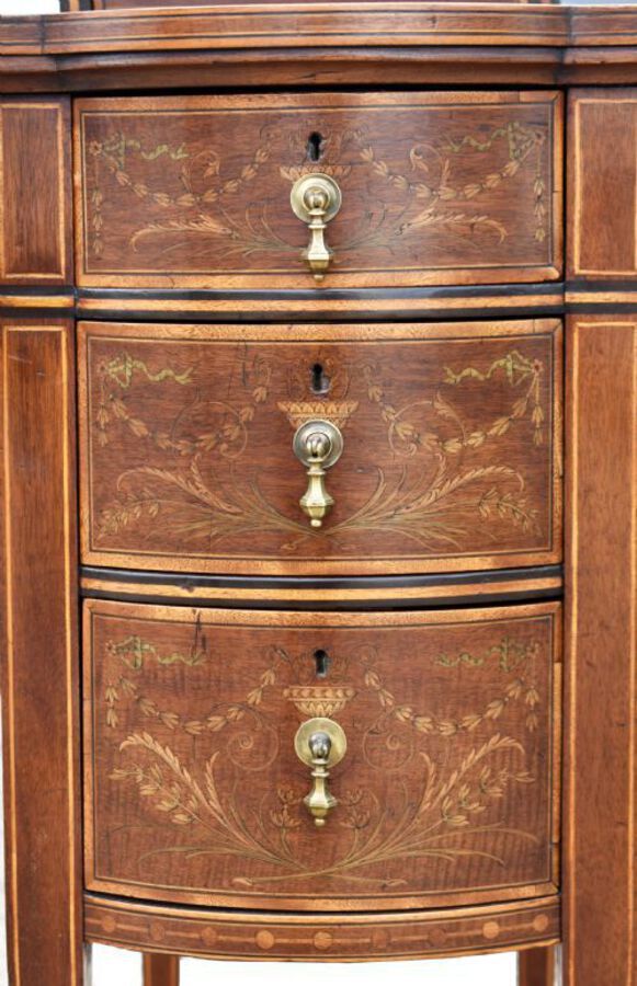 Antique 19th Century Victorian Mahogany and Marquetry Inlaid Desk by Edwards & Roberts