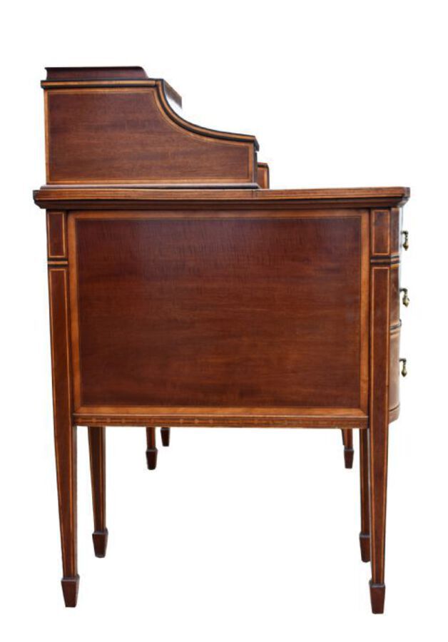 Antique 19th Century Victorian Mahogany and Marquetry Inlaid Desk by Edwards & Roberts