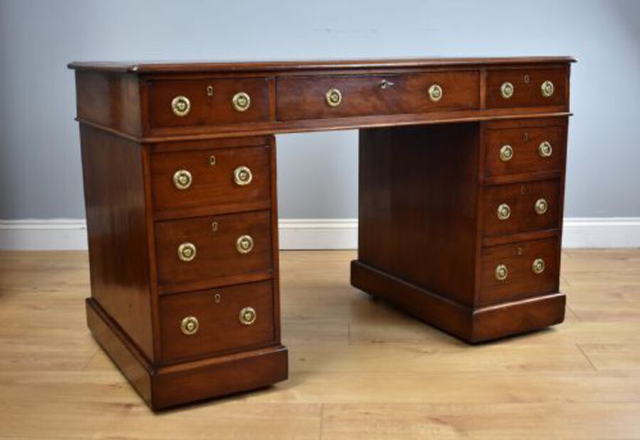 19th Century Victorian Mahogany Pedestal Desk 