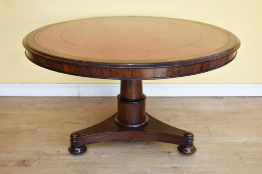 Antique William IV Rosewood Circular Library Table
