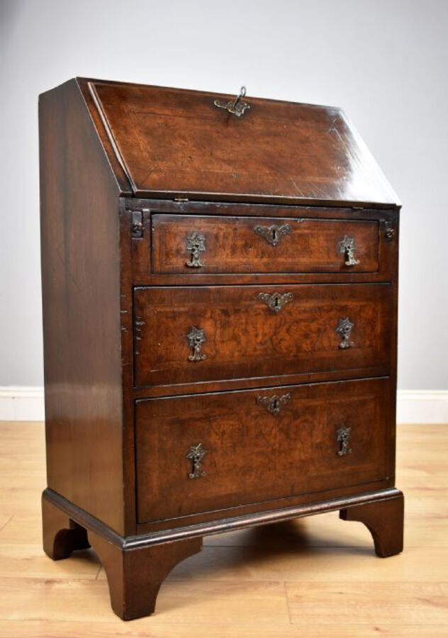 Antique Small 19th Century Burr Walnut Bureau