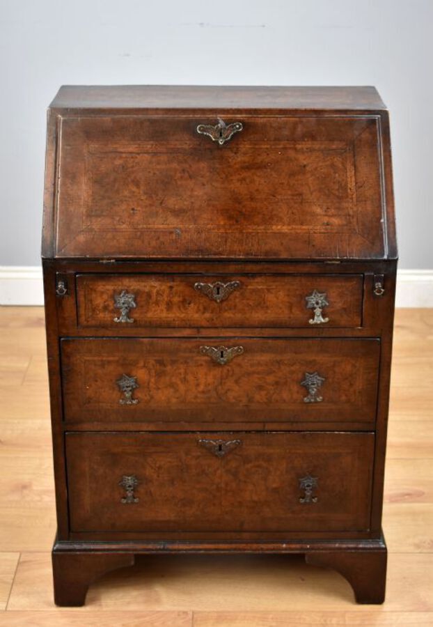 Antique Small 19th Century Burr Walnut Bureau