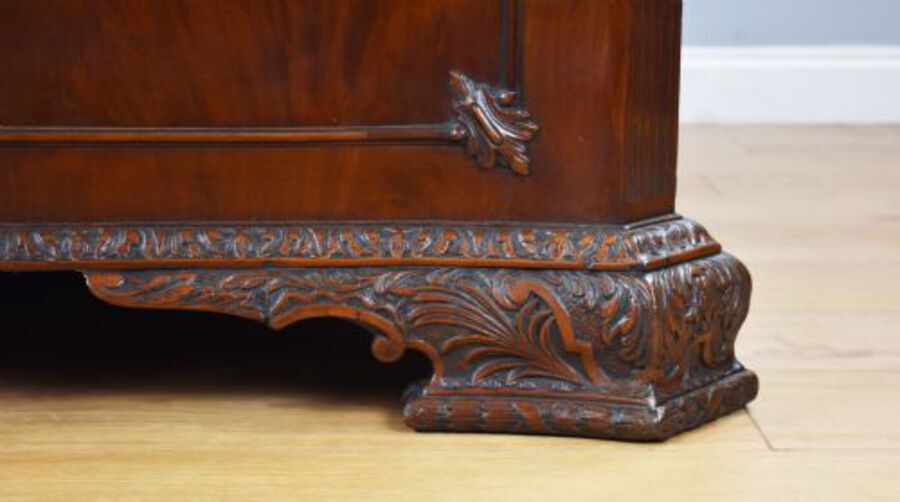 Antique Victorian Chippendale Style Mahogany Serpentine Partners Desk by S&H Jewell