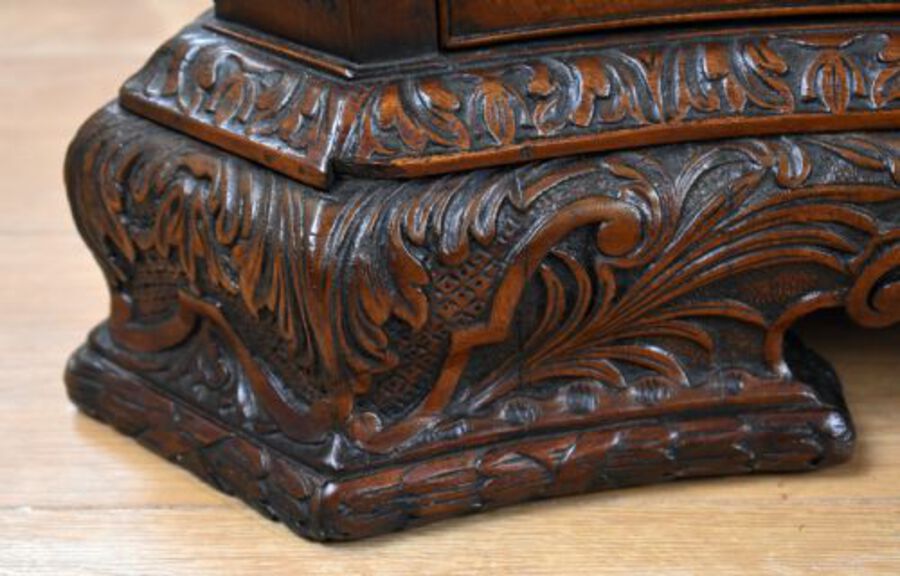 Antique Victorian Chippendale Style Mahogany Serpentine Partners Desk by S&H Jewell