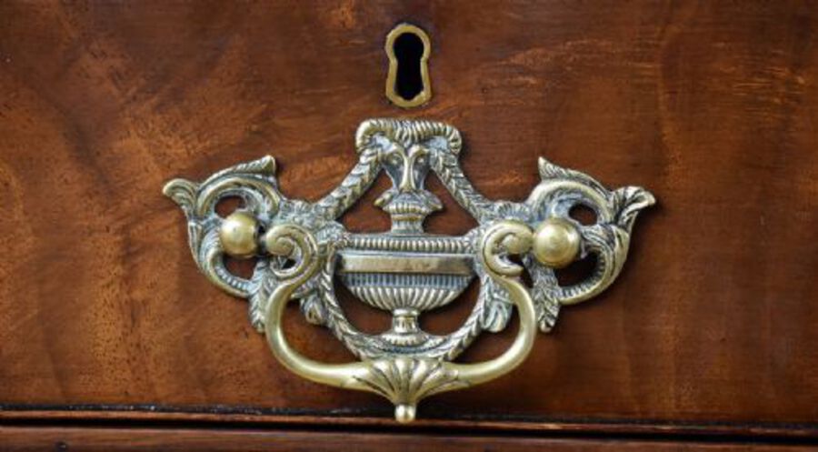 Antique Victorian Chippendale Style Mahogany Serpentine Partners Desk by S&H Jewell