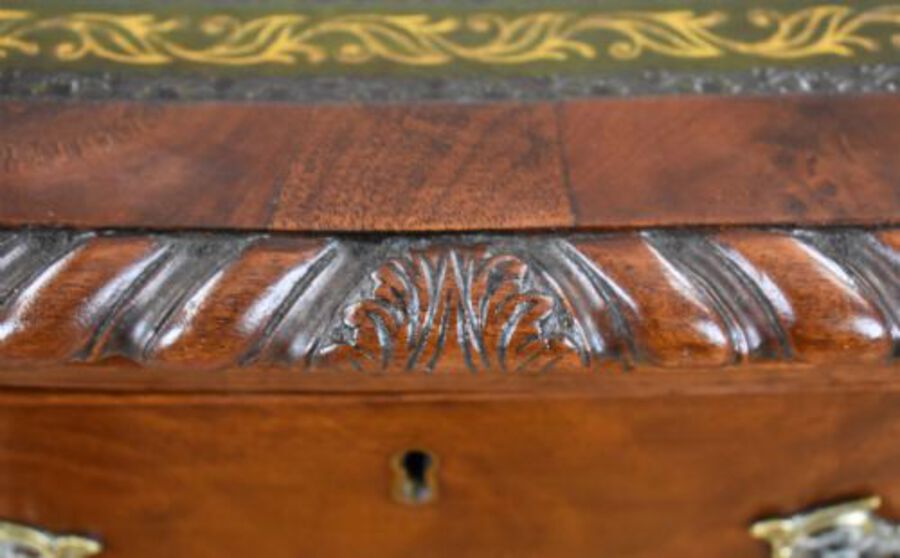 Antique Victorian Chippendale Style Mahogany Serpentine Partners Desk by S&H Jewell