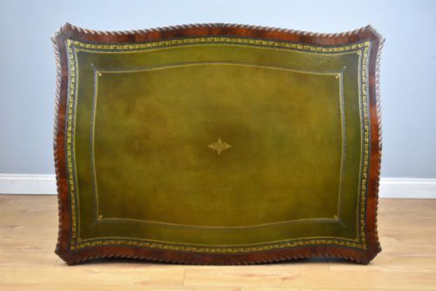 Antique Victorian Chippendale Style Mahogany Serpentine Partners Desk by S&H Jewell