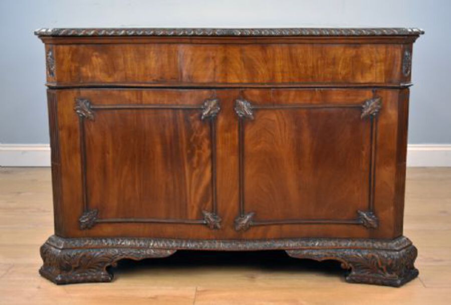 Antique Victorian Chippendale Style Mahogany Serpentine Partners Desk by S&H Jewell