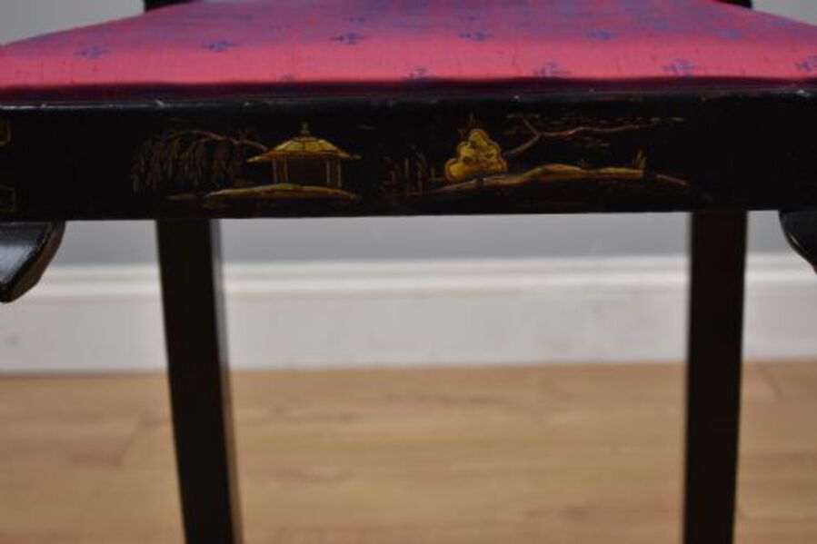 Antique Early 20th Century set four Queen Anne Style Chinoiserie chairs