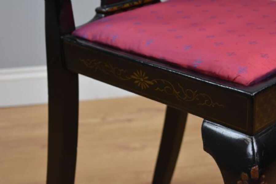 Antique Early 20th Century set four Queen Anne Style Chinoiserie chairs