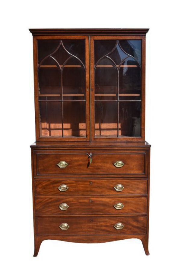 George III Mahogany Secretaire Bookcase