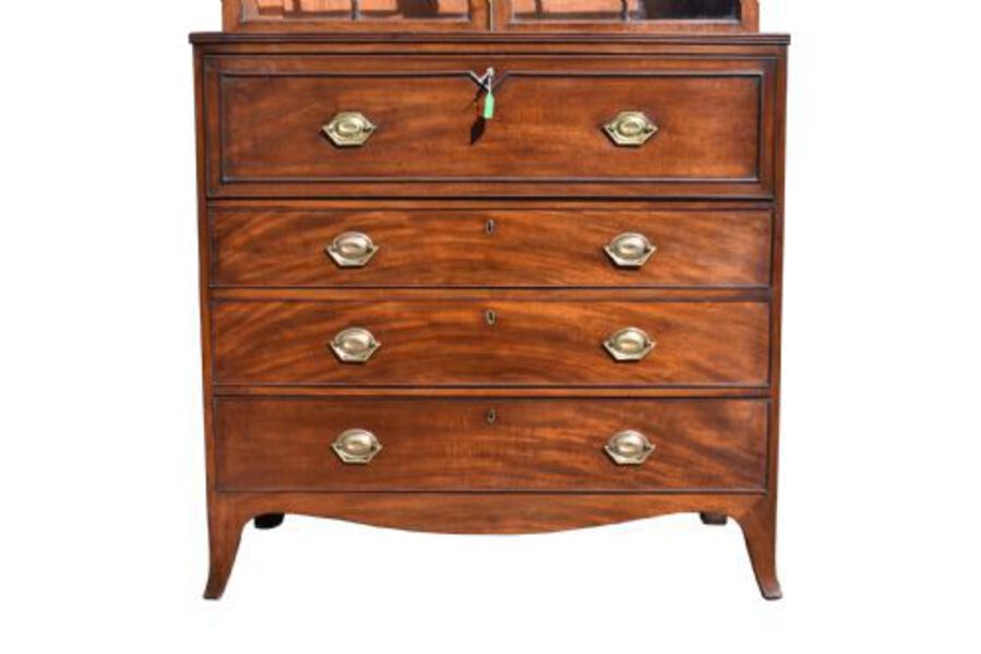 Antique George III Mahogany Secretaire Bookcase