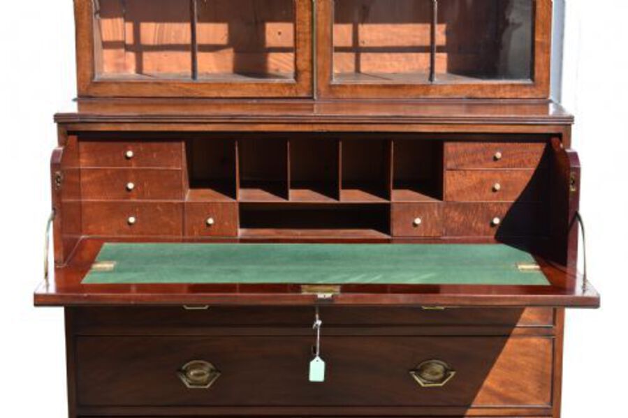Antique George III Mahogany Secretaire Bookcase