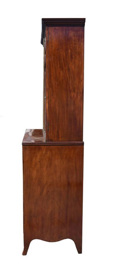 Antique George III Mahogany Secretaire Bookcase