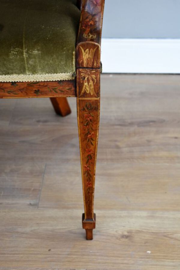 Antique 19th Century Hand Painted Satinwood Sofa
