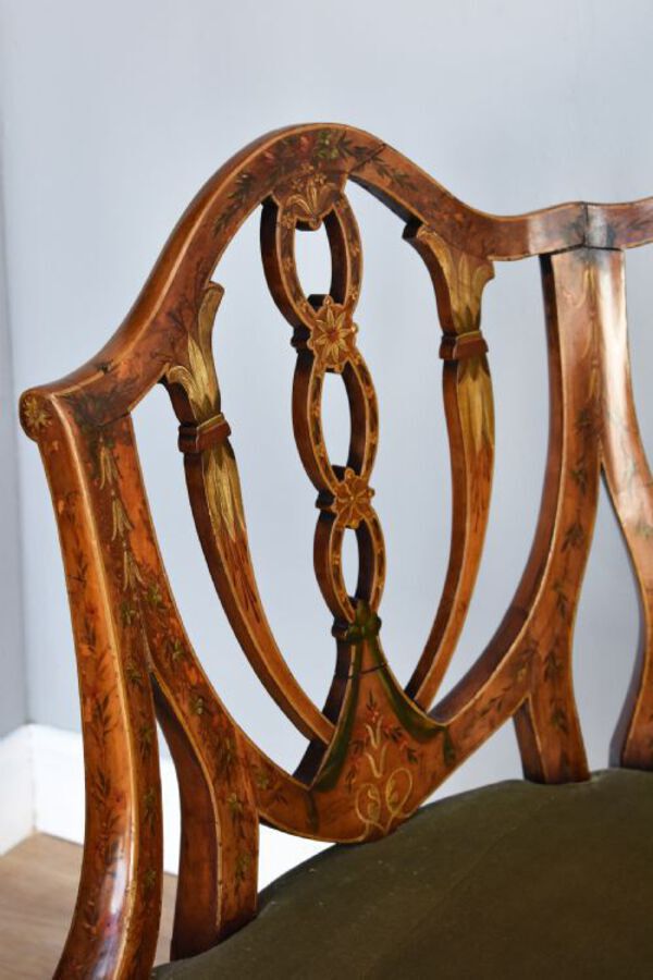 Antique 19th Century Hand Painted Satinwood Sofa