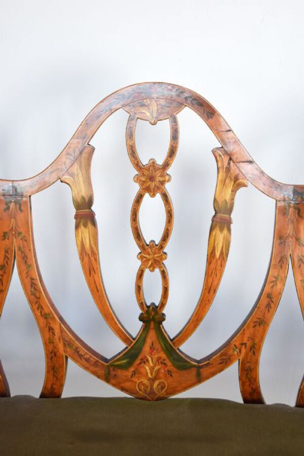 Antique 19th Century Hand Painted Satinwood Sofa
