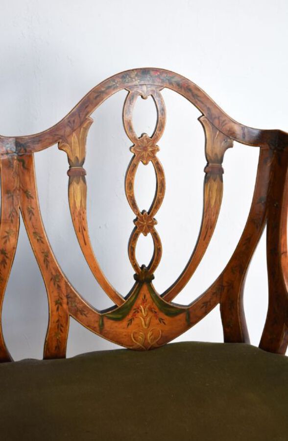 Antique 19th Century Hand Painted Satinwood Sofa