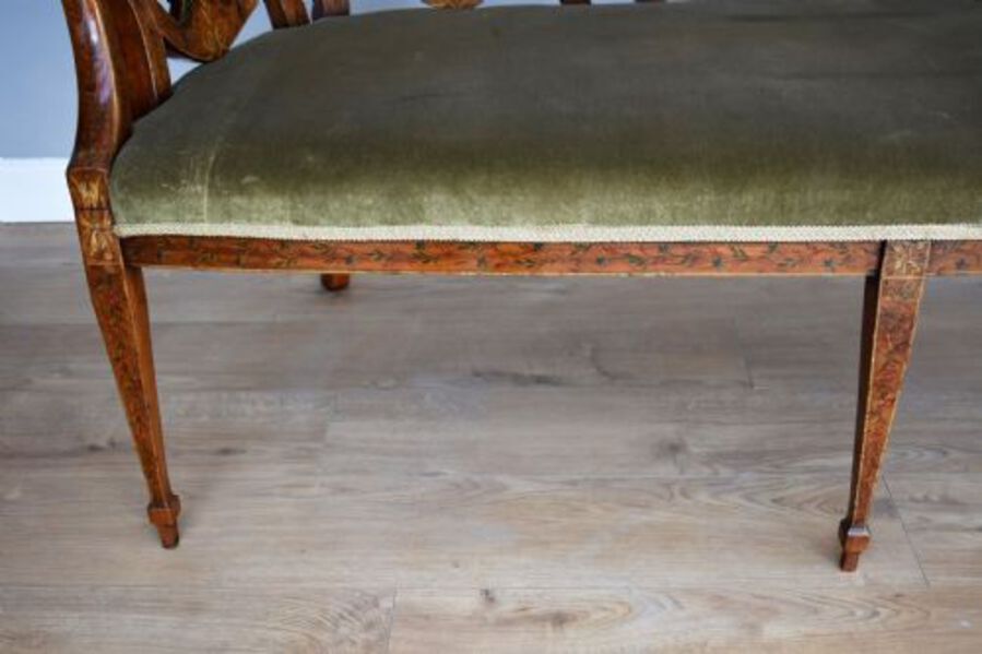 Antique 19th Century Hand Painted Satinwood Sofa