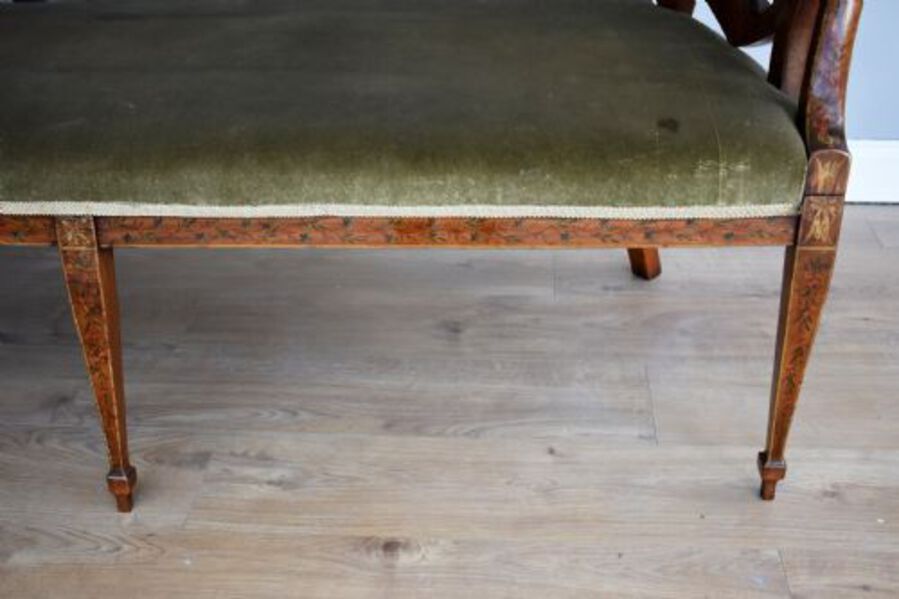 Antique 19th Century Hand Painted Satinwood Sofa