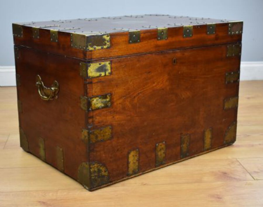 19th century brass bound sea chest