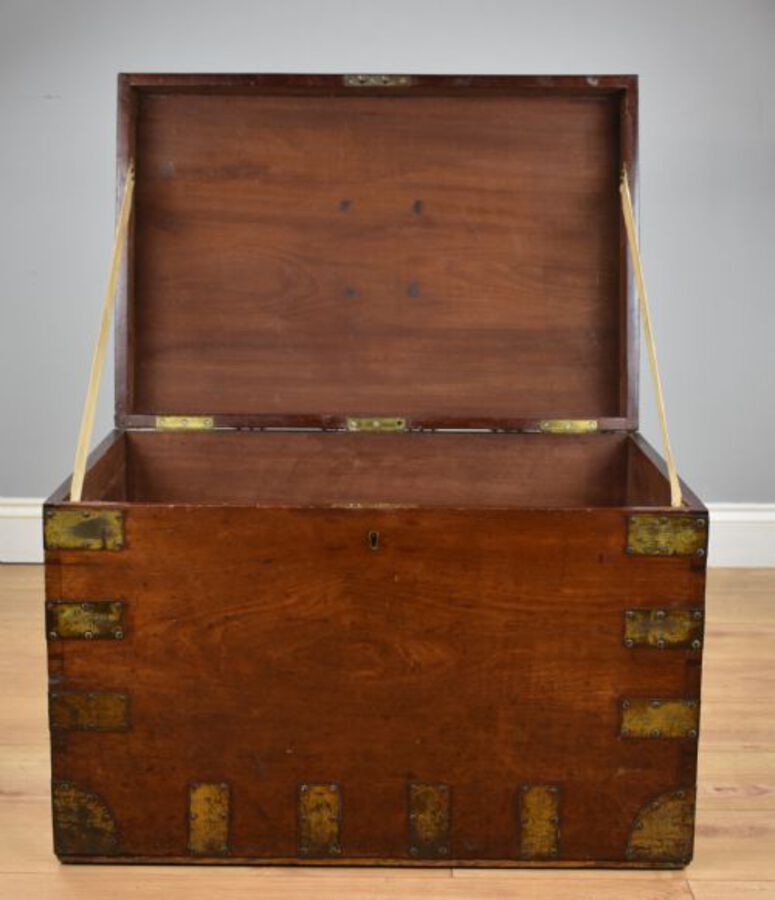 Antique 19th century brass bound sea chest