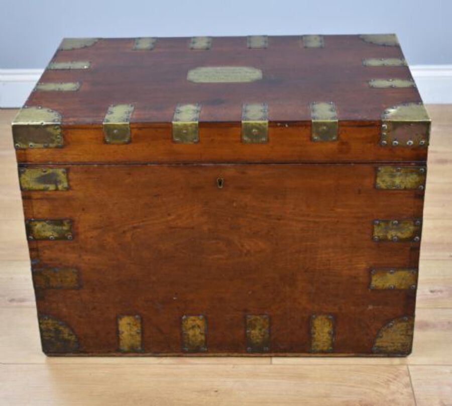 Antique 19th century brass bound sea chest