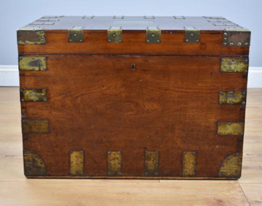 Antique 19th century brass bound sea chest