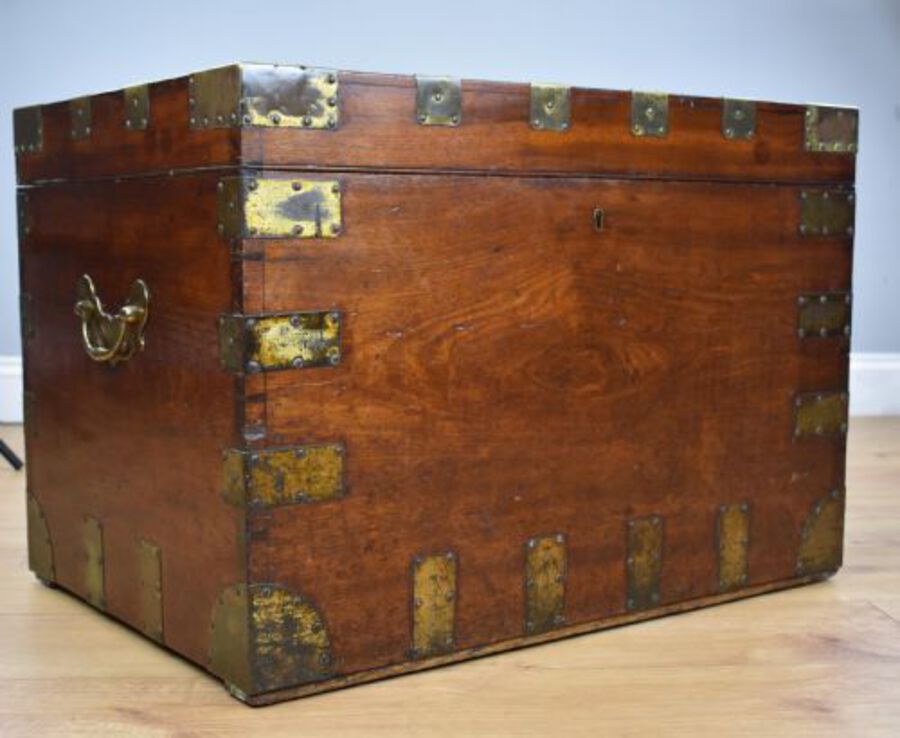 Antique 19th century brass bound sea chest